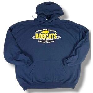 Vintage Montana State Bobcats Hoodie XL Navy NCAA Y2K College Sweatshirt No Tag